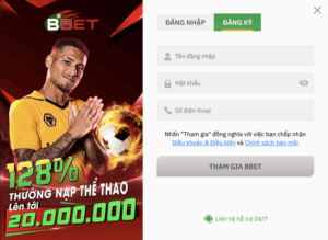 Đăng ký tài khoản tại Bbet